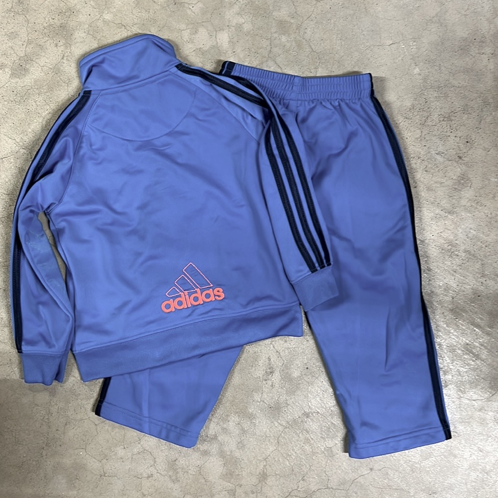 Boys Adidas Track Suit Strip blue jacket pants - Picture 2 of 2